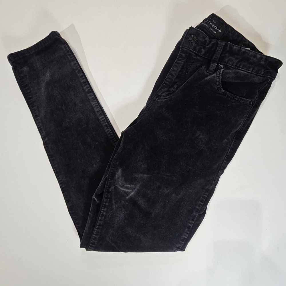 Lucky Brand Velvet Pants Womens 6/28 Black Velour Brooke Leggings Skinny Style